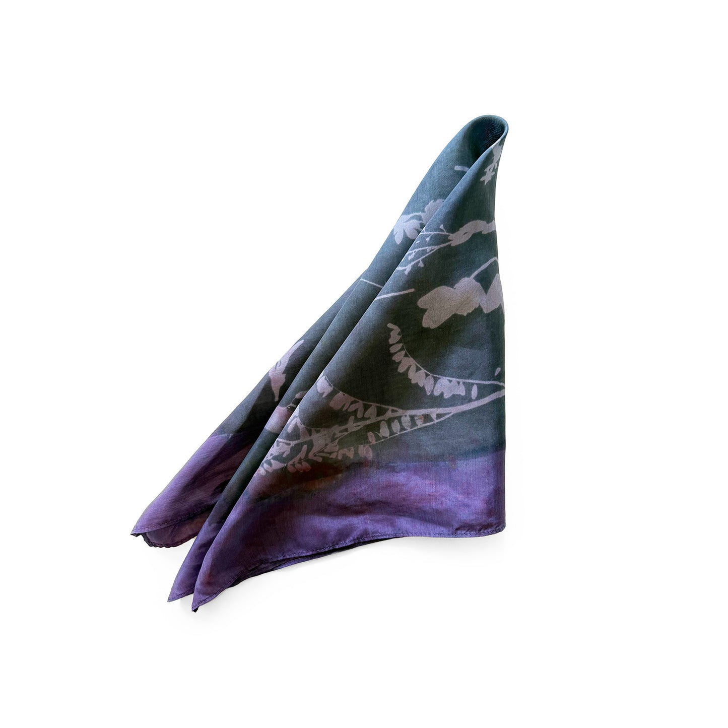 Hand-Painted and Screen-Printed Silk Wildflowers Bandanna | 100% Habotai Silk