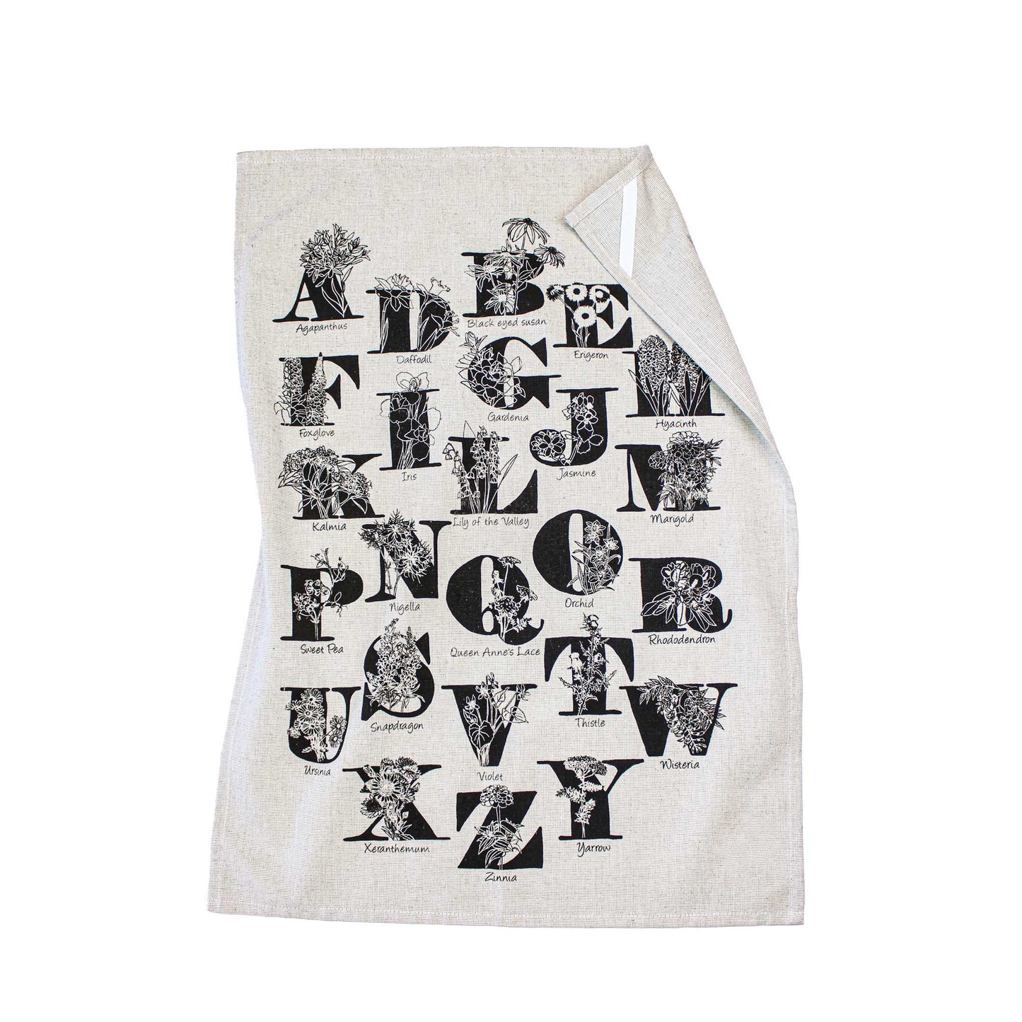 Summer Garden + ABC flowers Botanical Handprinted Artisan Tea Towel Set