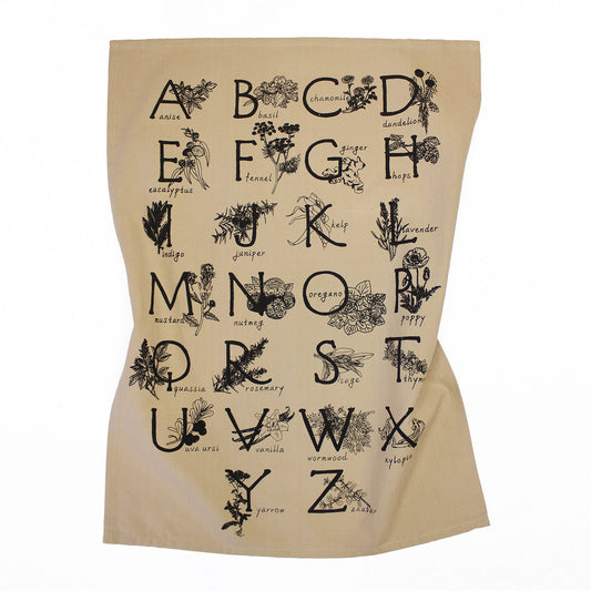 ABC HERBS & SPICES - Hand Printed Artisan Tea Towel