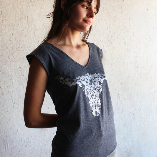 Texas Wildflowers Long Horn Botanical hand Printed Top