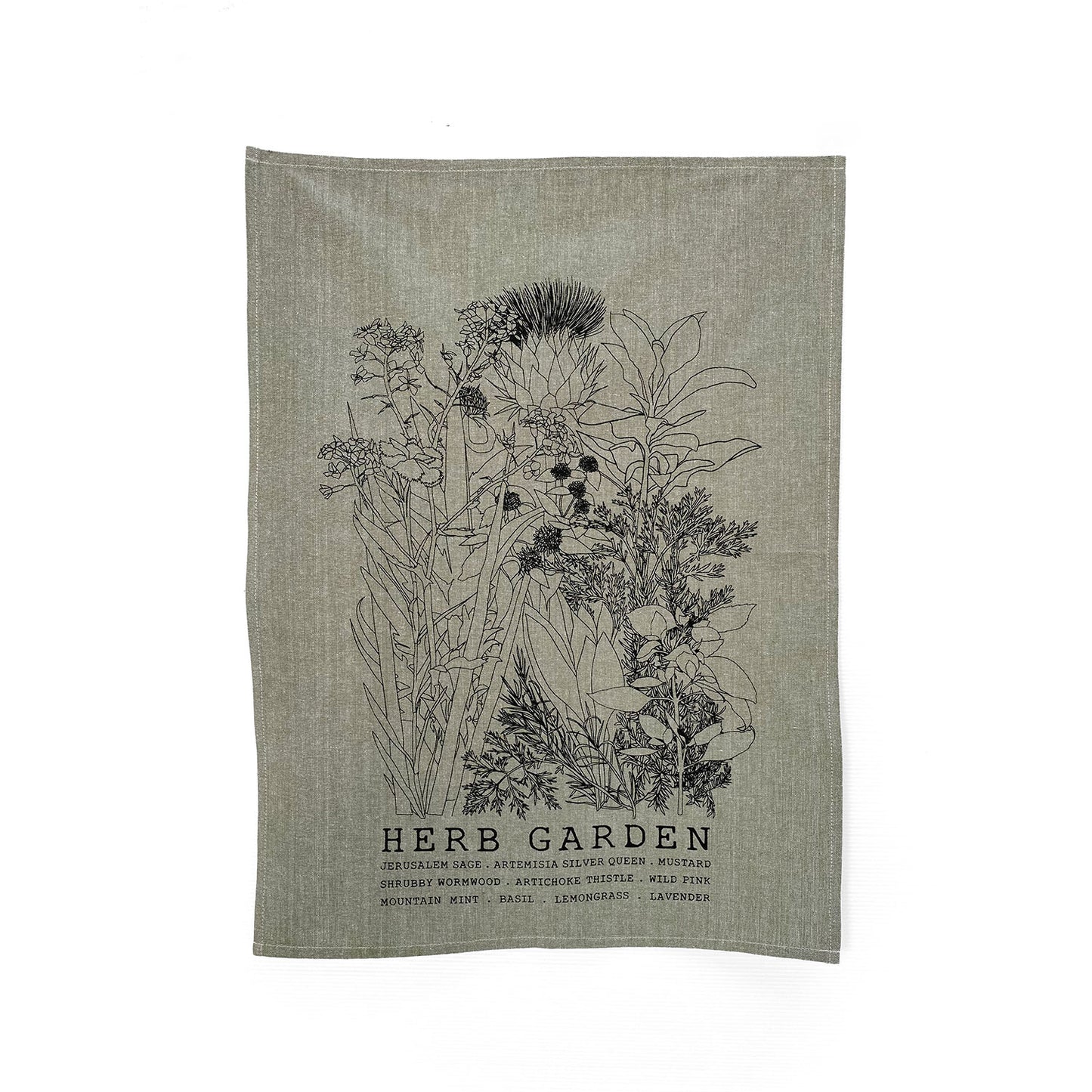 Green Gardening Botanical Handprinted Artisan Tea Towel Set