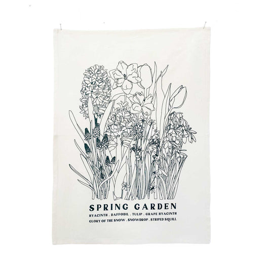SPRING GARDEN Hand Printed Artisan Tea Towel
