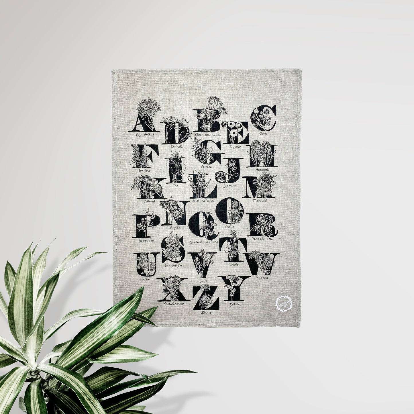 ABC Flowers Tea Towel - Educational Alphabet Design